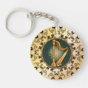 Golden harp keychain
