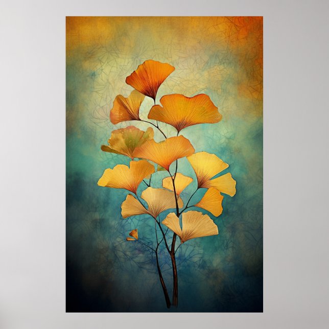 Golden Harvest: AI-Inspired Fall Colour Ginkgo Bra Poster (Front)
