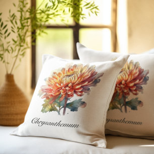 Golden Harvest Chrysanthemum, custom Outdoor Pillow