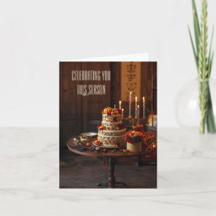 Golden Harvest Elegance Thanksgiving Birthday Card