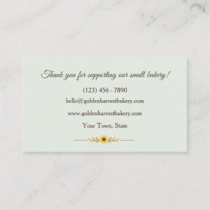Golden Harvest Farmhouse Bakery Thank You  Business Card
