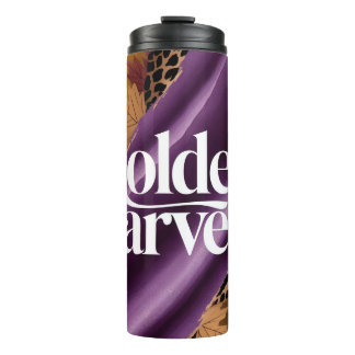 Golden Harvest Luxury Purple Silk Autumn Design  Thermal Tumbler