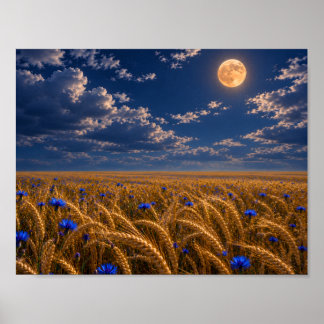 Golden Harvest Moon Poster