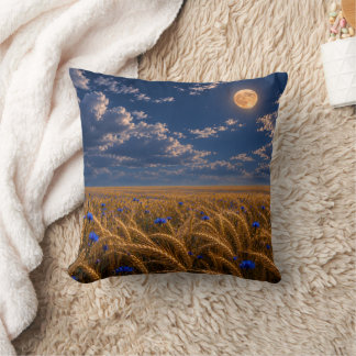 Golden Harvest Moon Throw Pillow