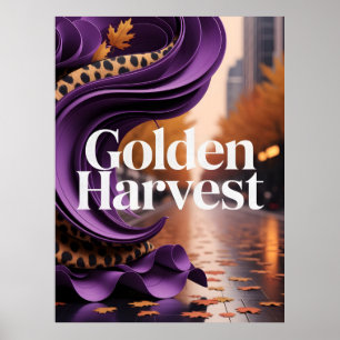 Golden Harvest Purple Leopard Fall Luxury Design  Poster