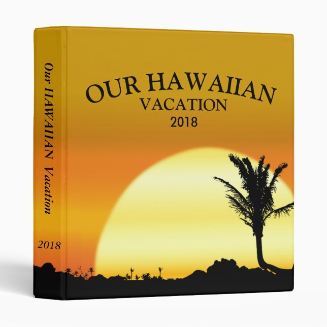 Golden Hawaii Sunset & Palm Vacation Photo Binder (Front/Spine)