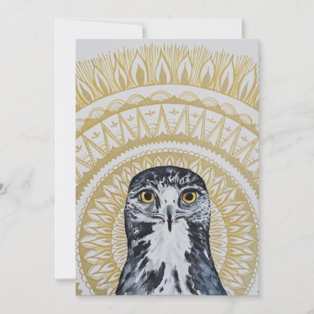 Golden Hawk Mandala Card (Front)