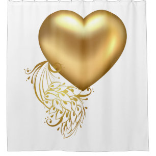 Golden Heart Bathroom Curtain
