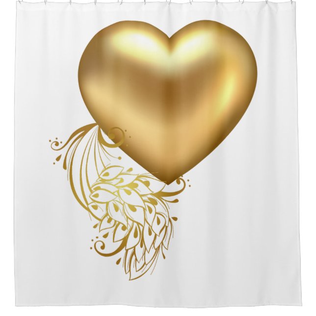 Golden Heart Bathroom Curtain (Front)