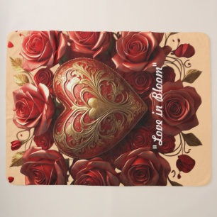 "Golden Heart Beats" Sherpa Blanket