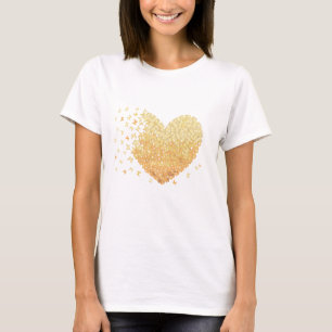 Golden Heart Butterflies Heart Tshirt 