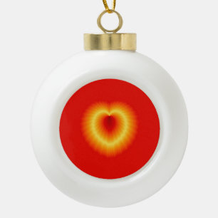 Golden Heart Ceramic Ball Ornament