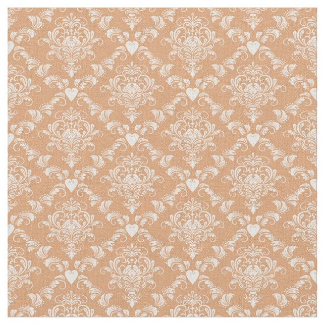 Golden Heart Damask Fabric (Close Up)