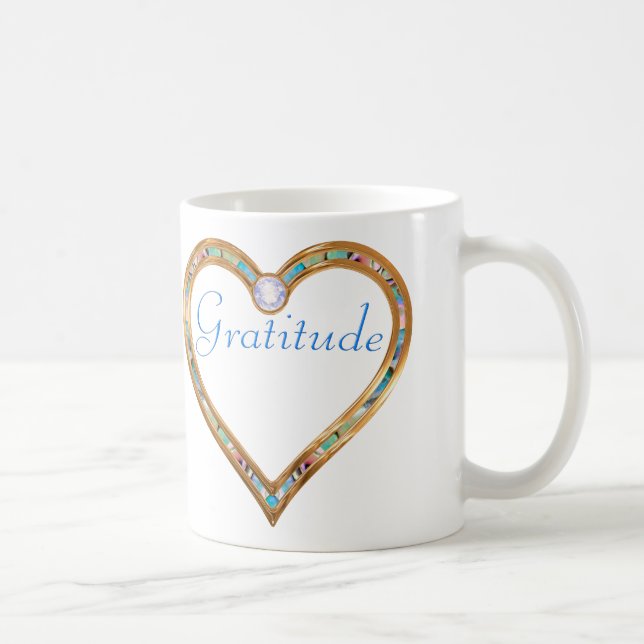 Golden Heart, OM, Gratitude Coffee Mug (Right)