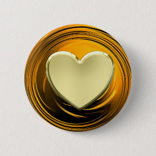 Golden heart on golden liquid background 2 inch round button