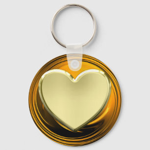Golden heart on golden liquid keychain