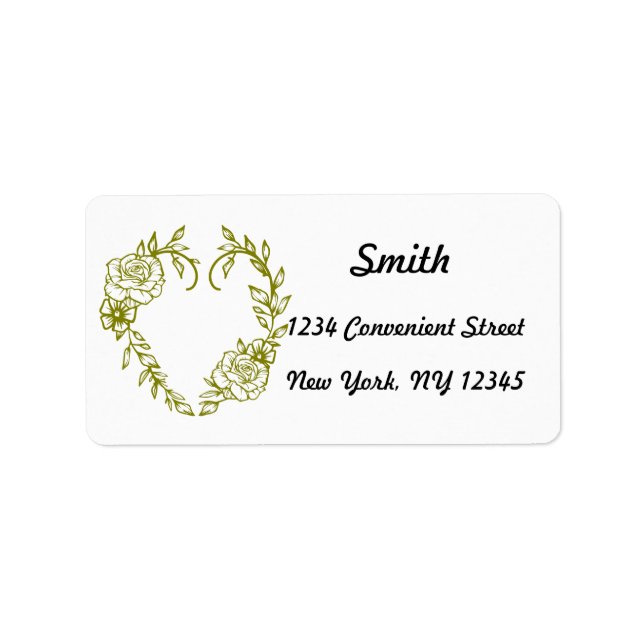 Golden Heart Rose Return Address Label (Front)