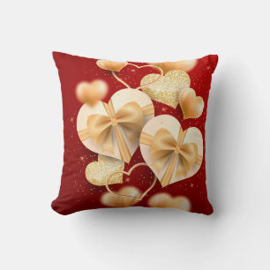 Golden Heart Throw Pillow