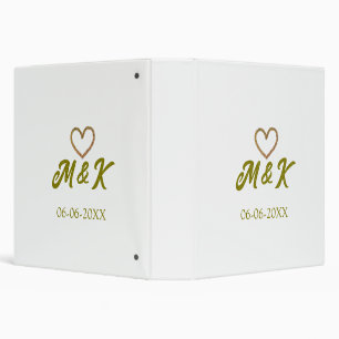 Golden heart wedding couple name letter modern binder