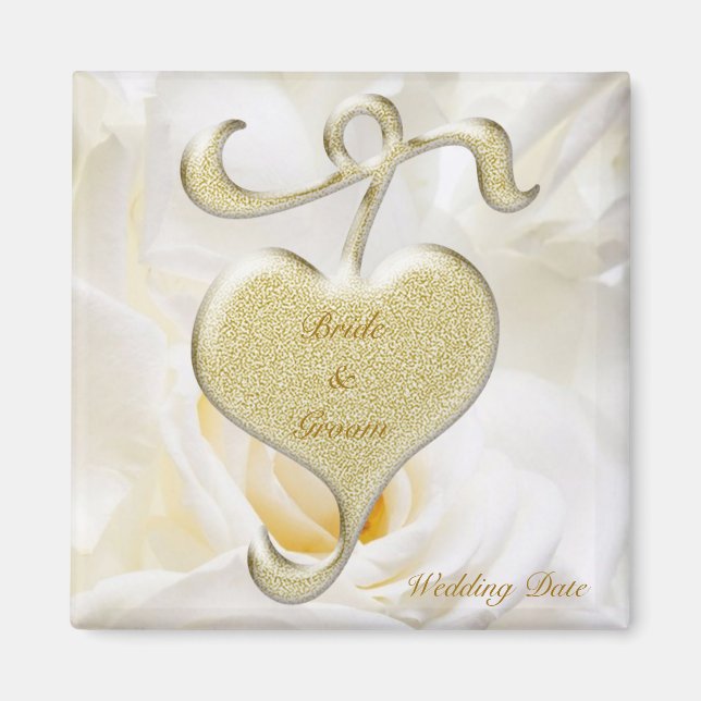 Golden Heart Wedding Favor Magnet (Devant)