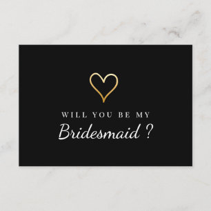 Golden Heart Will You Be My Bridesmaid Invitation