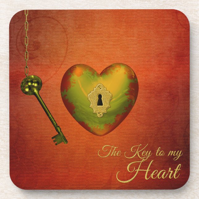 Golden Heart with Key Coaster (Front)