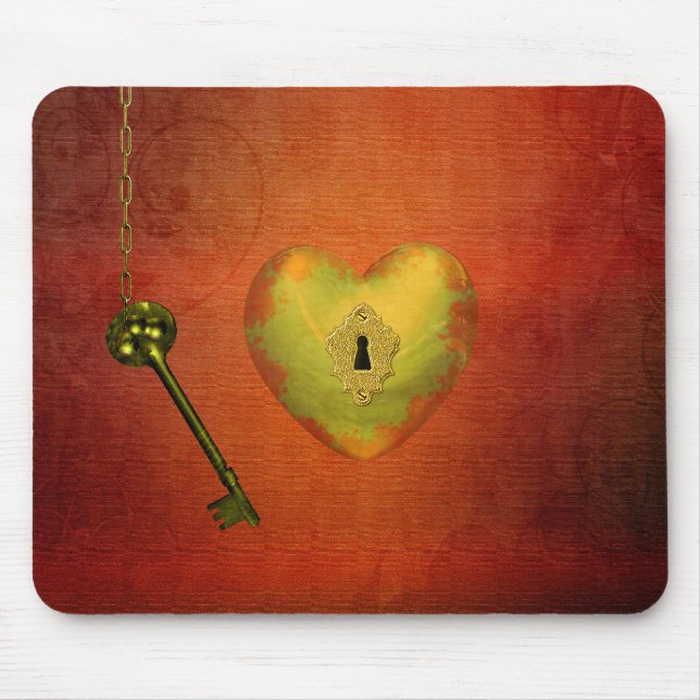 Golden Heart with Key Mouse Pad (Front)
