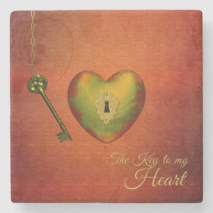 Golden Heart with Key Stone Coaster