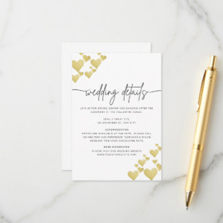  Golden Heartbeat Wedding Details Card