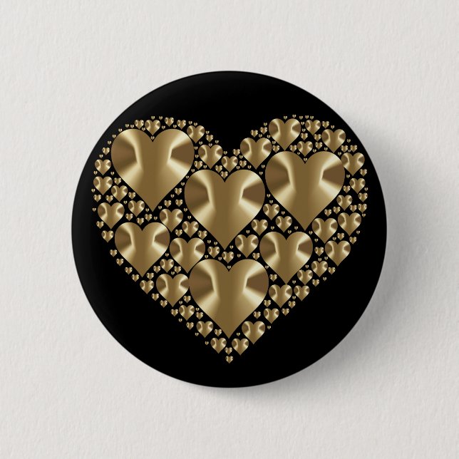 Golden hearts 2 inch round button (Front)