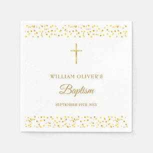 Golden Hearts Baptism Christening Napkin