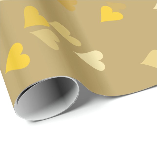 Golden Hearts Confetti Gift Wrap (Roll Corner)