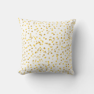 Golden Hearts Confetti Throw Pillow