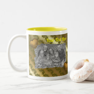 Golden Hearts Frame Personalized Photo  Two-Tone Coffee Mug