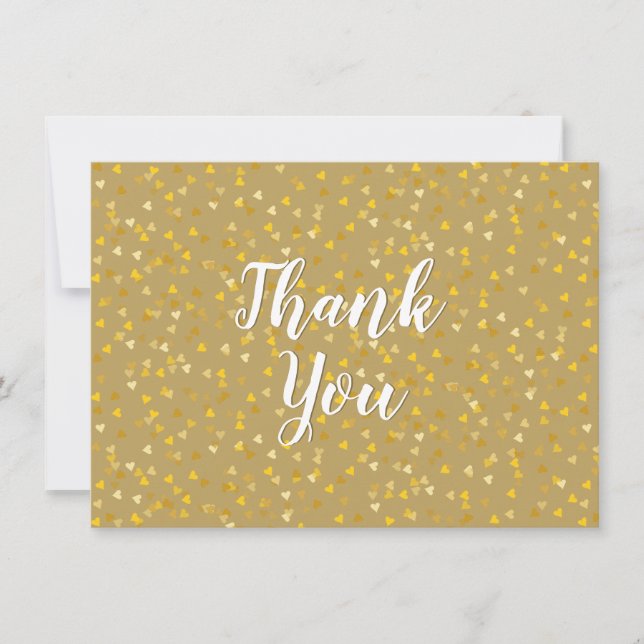 Golden Hearts Script Thank You Card (Front)