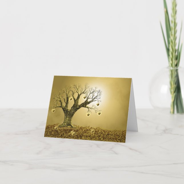 Golden Hearts Tree - Greeting Card (Front)