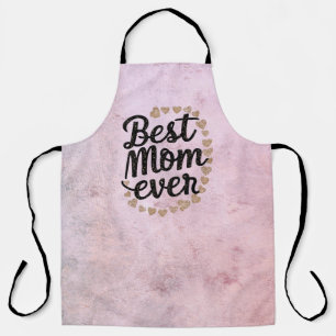 Golden Hearts Trendy Script Best Mom Ever Modern Apron