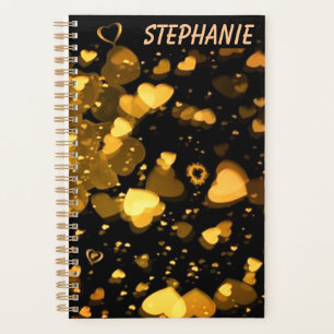 "Golden Heavenly Hearts and Love" Personalized Planner