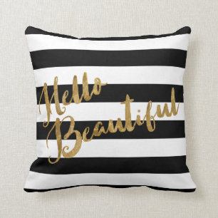 Golden Hello Beautiful Stripes Throw Pillow