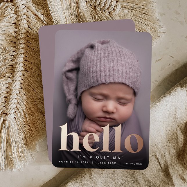 Golden Hello | Faire-part de naissance Rose Gold F (Créateur téléchargé)