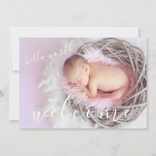 Golden Hello Welcome Photo Baby Birth Announcement