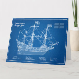 Golden Hind - Ship Blueprint Plans ABD Thank You Card