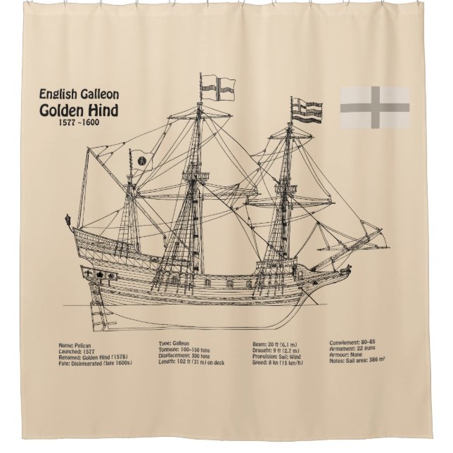 Golden Hind - Ship Blueprint Plans SD (Front)