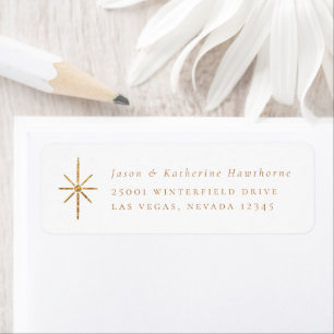 Golden Holiday Star Return Address Label
