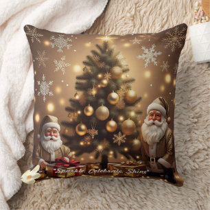 "Golden Holiday Wishes" Throw Pillow