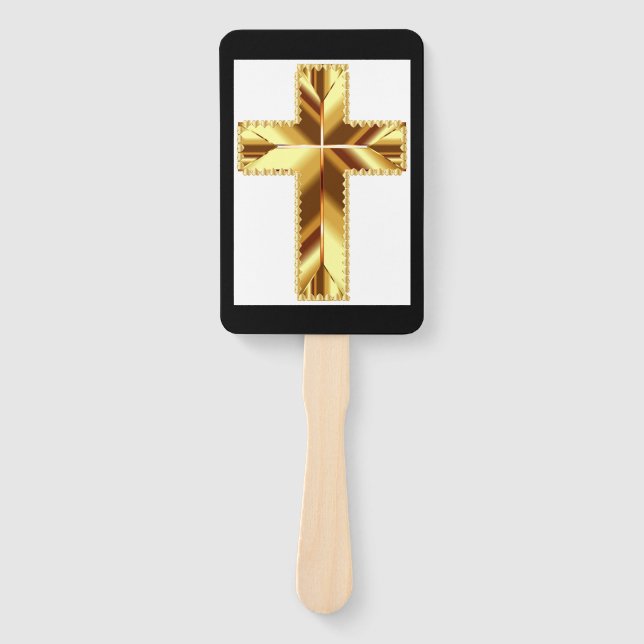 GOLDEN HOLY CROSS HAND FAN (Front)
