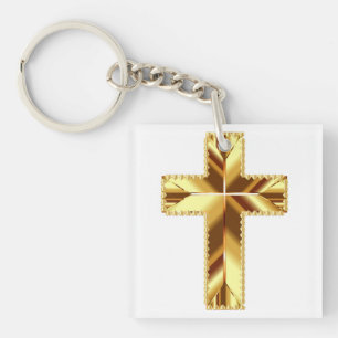 GOLDEN HOLY CROSS KEYCHAIN