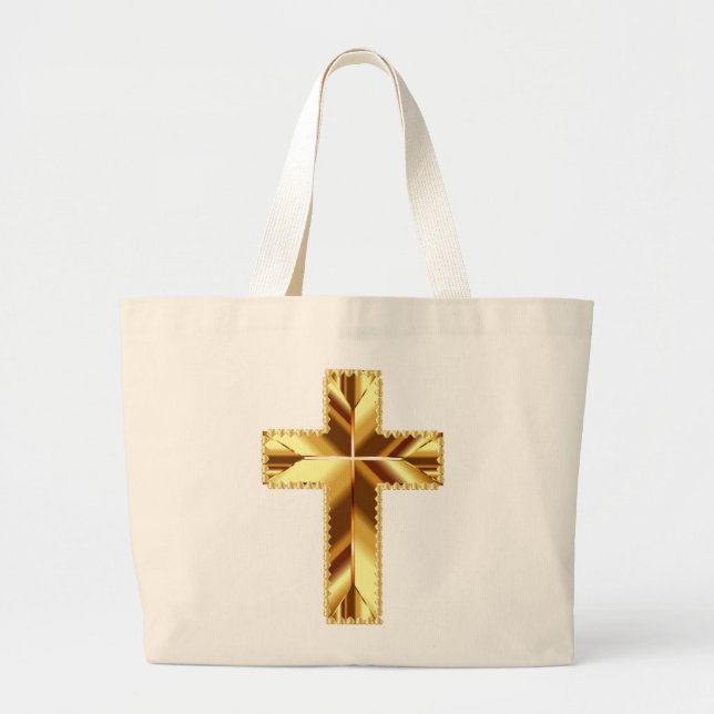 GOLDEN HOLY CROSS LARGE TOTE BAG (Front)