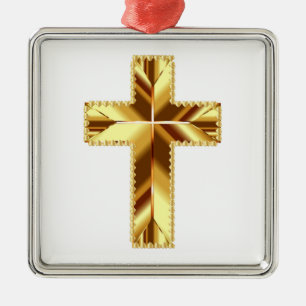GOLDEN HOLY CROSS METAL ORNAMENT