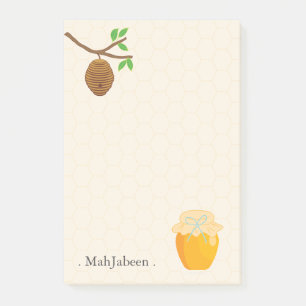 Golden Honey and Bee Hive Post-it Notes